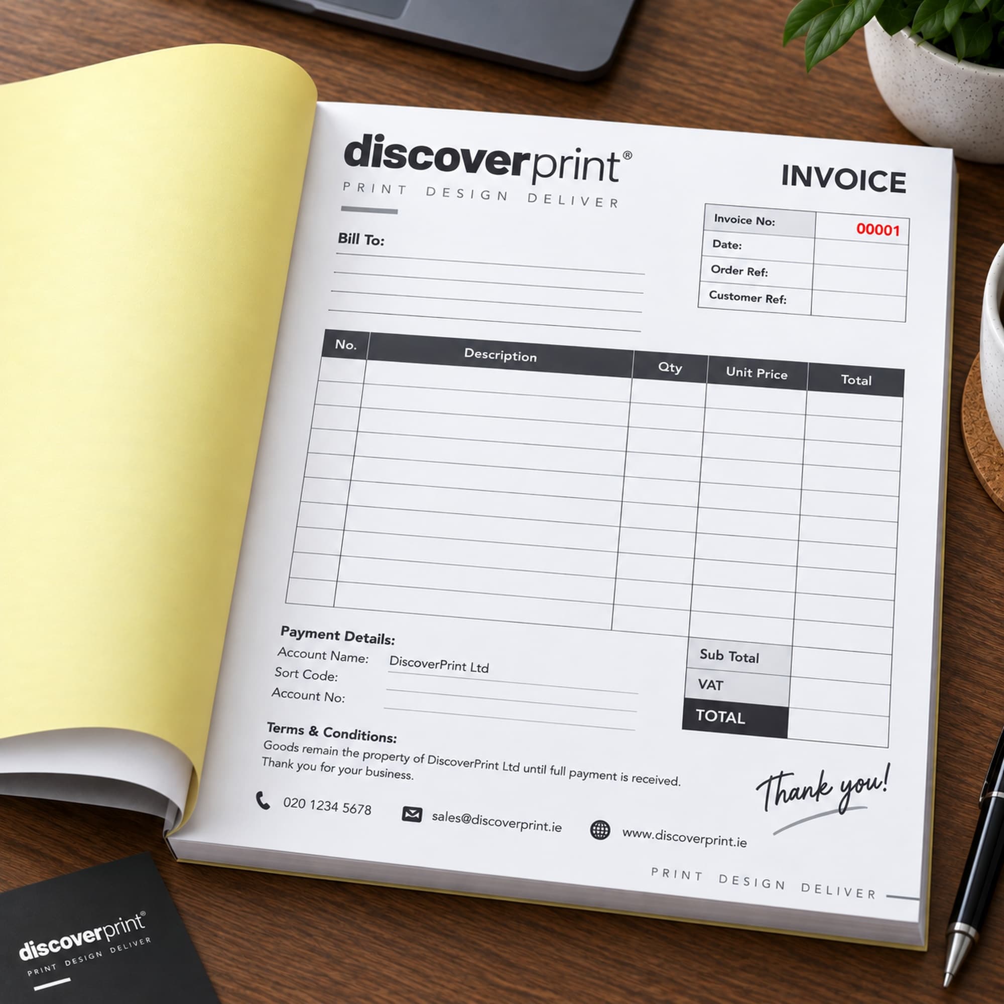 Personalised Invoice Books printed by Discoverprint