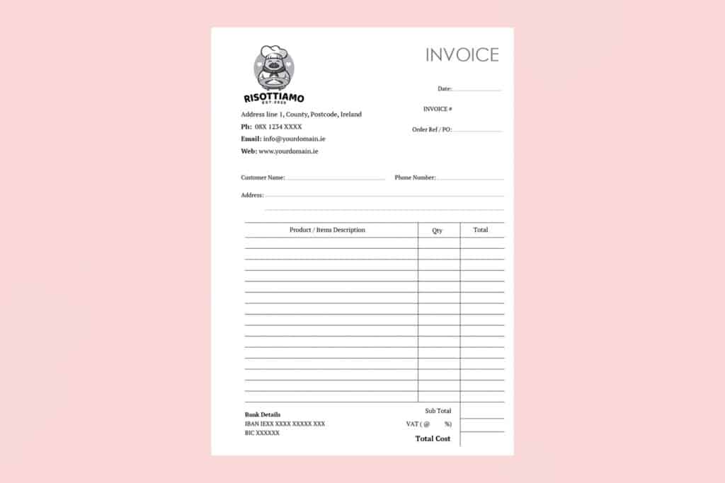 A4 invoice book duplicate